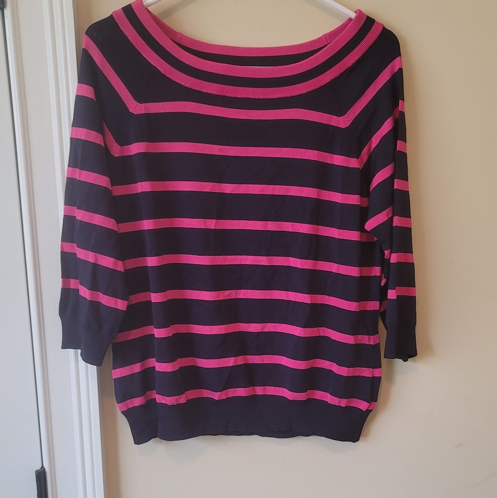 NWOT Ralph Lauren Fushcia Pink Boatneck Quarter Sleeve Sweater